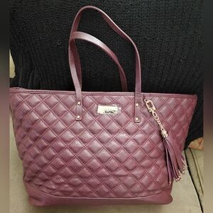 BCBG Quilted Burgundy Tote Bag